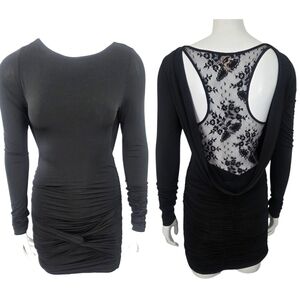 Vintage Y2K Guess Marciano Black Lace Knot Bodycon Mini Dress Womens Small